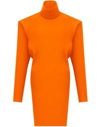 Saint Laurent - High Neck Long-Sleeved Boxy Dress - Lyst