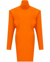 Saint Laurent - High Neck Long-Sleeved Boxy Dress - Lyst