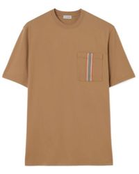 Burberry - Icon Stripe Trim Cotton T-Shirt - Lyst