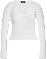 DSquared² - Cut-Out Ribbed-Knit Crewneck Top - Lyst