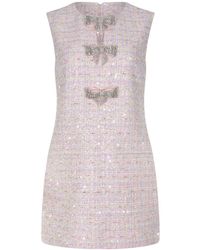 Self-Portrait - Sequinned Boucle Bow Mini Dress - Lyst