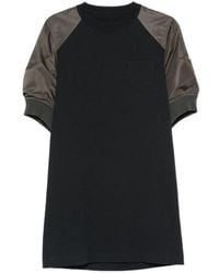 Sacai - Panelled Puff-Sleeve Mini T-Shirt Dress - Lyst