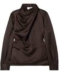 Gabriela Hearst - Marcela Draped Hammered Silk Blouse - Lyst