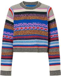 Mother - Crop Striped Alpaca And Wool-Blend Sweater - Lyst