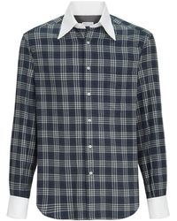 Brunello Cucinelli - Cotton And Lyocell Tartan Flannel Shirt With Contrast Italian Collar And Cuffs - Lyst