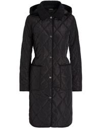 Ralph Lauren - Corduroy-Trim Logo Quilted Hooded Coat - Lyst