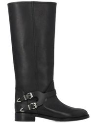 Pinko - Buckle-Detail Leather Boots - Lyst
