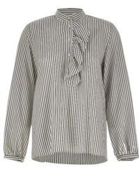 Marella - Ruffled Striped Henley Blouse - Lyst