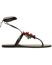 Twinset - Beaded Ankle-Tie Flat Sandals - Lyst