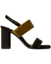 Tory Burch - Eleanor Heeled Velvet Sandals - Lyst