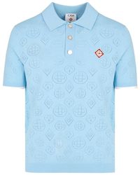 CASABLANCA - Logo-Jacquard Knit Polo Shirt - Lyst