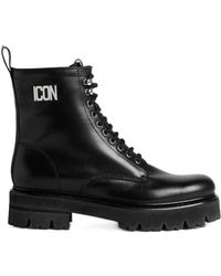 DSquared² - Icon Plaque Combat Boots - Lyst