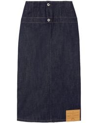 Jean Paul Gaultier - Paneled Topstitched Denim Midi Skirt - Lyst
