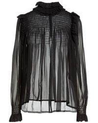 Saint Laurent - Solid-Color Chiffon Top - Lyst