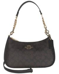 COACH - Logo Zipper Shoulder Bag - Lyst