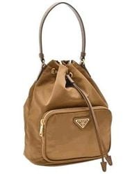 Prada - Re-Nylon Triangle-Logo Drawstring Bucket Bag - Lyst