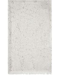 Brunello Cucinelli - Glitter Embellished Frayed-Edge Scarf - Lyst