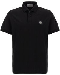 Stone Island - Compass-Patch Piqu Polo Shirt - Lyst
