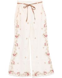 Zimmermann - Patience Belted Flare Pants - Lyst