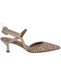 Fendi - Logo Detailed Slingback Pumps - Lyst