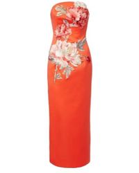 Leo - Ava Floral-Appliqué Satin Corset Gown - Lyst