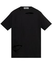 Yohji Yamamoto - Combed Single Jersey Slit Detailed T-Shirt - Lyst