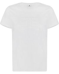 Elisabetta Franchi - Logo Embroidered Crewneck T-Shirt - Lyst