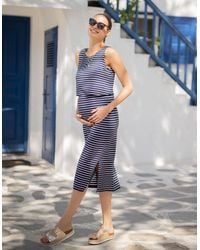 Seraphine - Navy Stripe Maternity & Nursing Midi Dress - Lyst