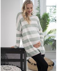 Seraphine - Bold Stripe Boxy Fit Maternity To Nursing Top In Green & White - Lyst