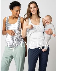 Seraphine - Two Pack Essential Maternity To Nursing Vest Tops In White & Stripe - Lyst