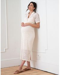 Seraphine - Crochet-look Collar Maternity-to-nursing Midi Dress - Lyst