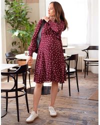 Seraphine - Burgundy Polka Dot Maternity & Nursing Shirt Dress - Lyst