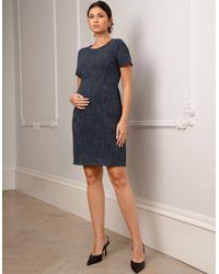 Seraphine - Navy Stretch Tweed Maternity Dress - Lyst