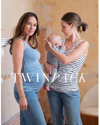 Seraphine - Two Pack Essential Maternity To Nursing Vest Tops In Blue & Stripe - Lyst