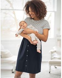 Seraphine - Navy Stripe 2 In 1 Maternity & Nursing Dress With Cotton Top - Lyst