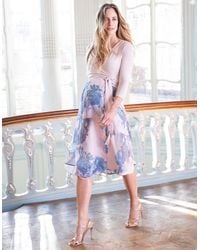 Seraphine - Pastel Floral Wrap Maternity & Nursing Midi Dress - Lyst