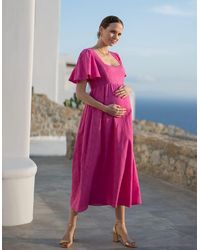 Seraphine - Fuchsia Pink Cotton Broderie Maternity & Nursing Dress - Lyst