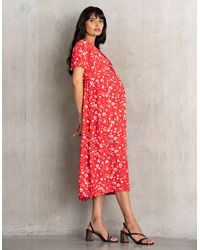 Seraphine - Midi Painted-Petal Maternity + Nursing Tea Dress - Lyst
