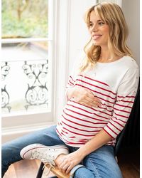 Seraphine - Red & White Striped Cotton Maternity & Nursing Top - Lyst