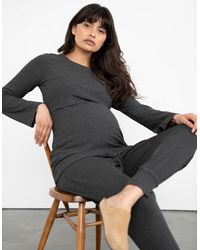 Seraphine - Long Sleeve Ribbed Maternity + Nursing Pyjama Set - Lyst