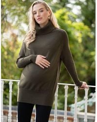 Seraphine - Khaki Roll Neck Maternity & Nursing Sweater - Lyst