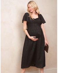 Seraphine - Black Cotton Broderie Maternity & Nursing Dress - Lyst