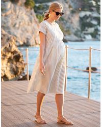 Seraphine - Cotton & Linen Stripe Maternity To Nursing Dress - Lyst