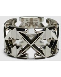 for Men Metallic Off-White c/o Virgil Abloh Sculpted-logo Bronze Ring in Silver Mens Jewellery Rings 