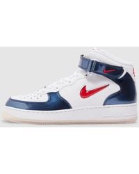 Nike Air Force 1 Mid-top Leather Sneakers - Blue