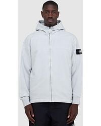 Stone Island - Organic Cotton Fleece Reflective Lamination Hoodie (Sky - Lyst
