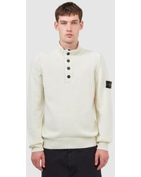 Stone Island - Lambswool Half Button Sweater (Ivory - Lyst