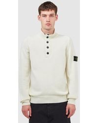 Stone Island - Lambswool Half Button Sweater (Ivory - Lyst