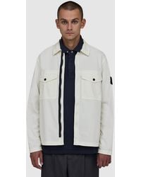 Stone Island - Stretch Organic Cotton Twill Hooded Overshirt - Lyst