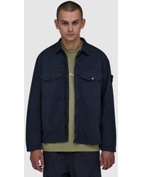 Stone Island - Stretch Organic Cotton Twill Hooded Overshirt - Lyst